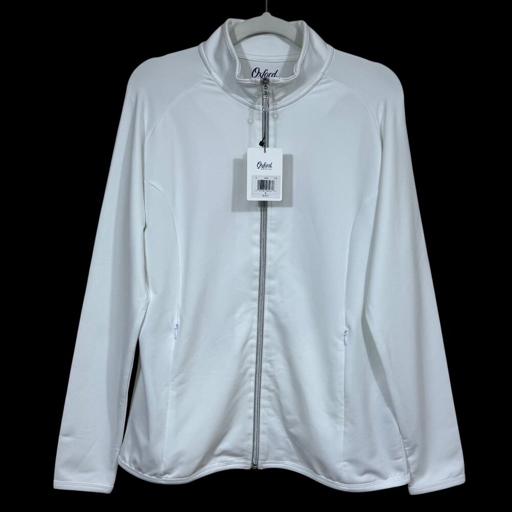 Oxford Golf Zip-Up Jacket White Womens Small‎